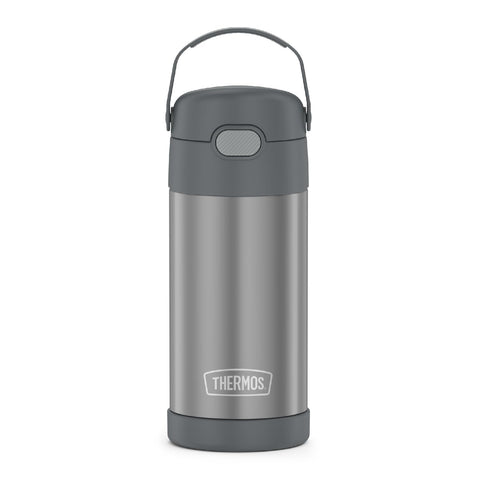 THERMOS FUNTAINER 12oz water bottle keeps drinks cold for hours, ideal for school.