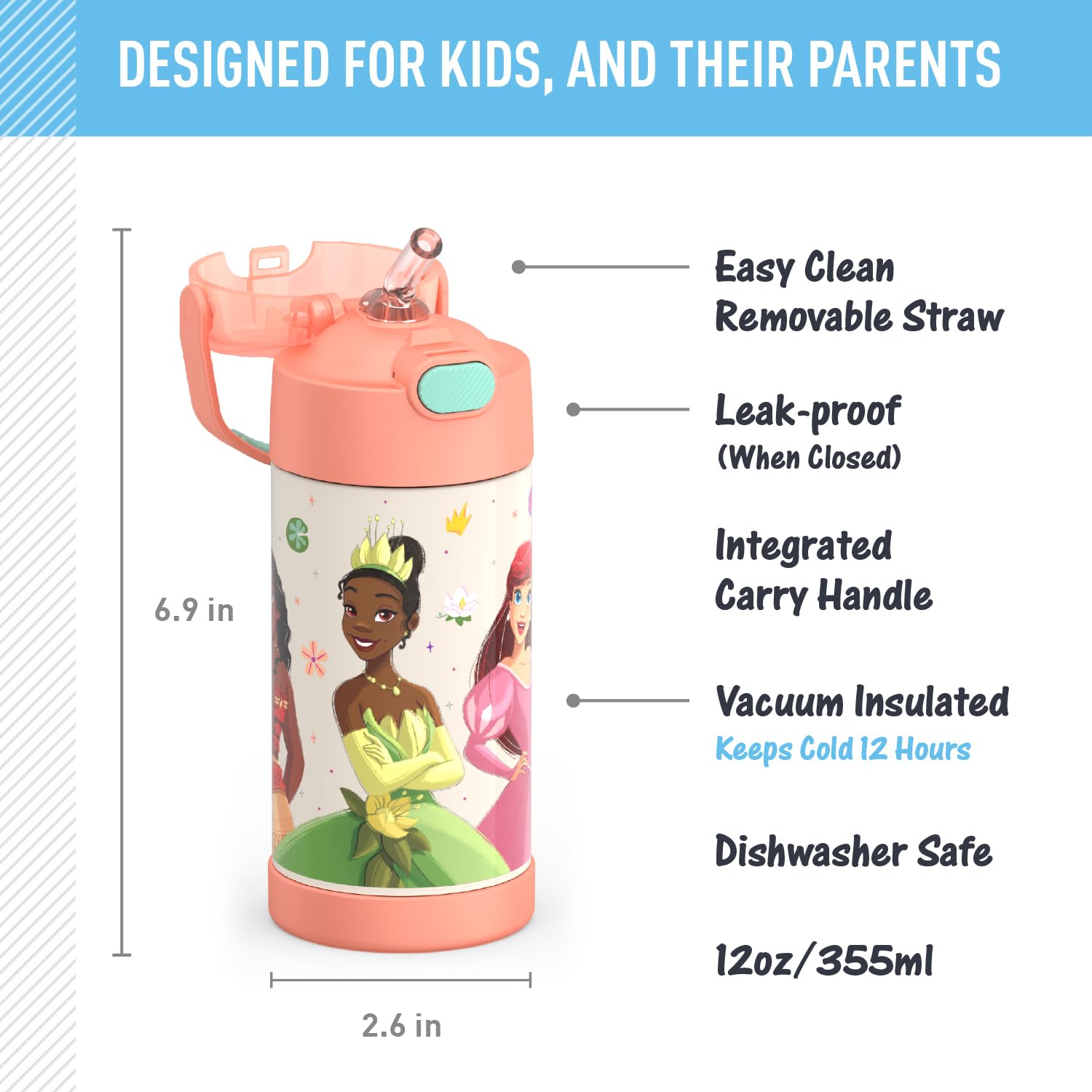 THERMOS FUNTAINER bottle with removable straw for easy cleaning and quick sips.