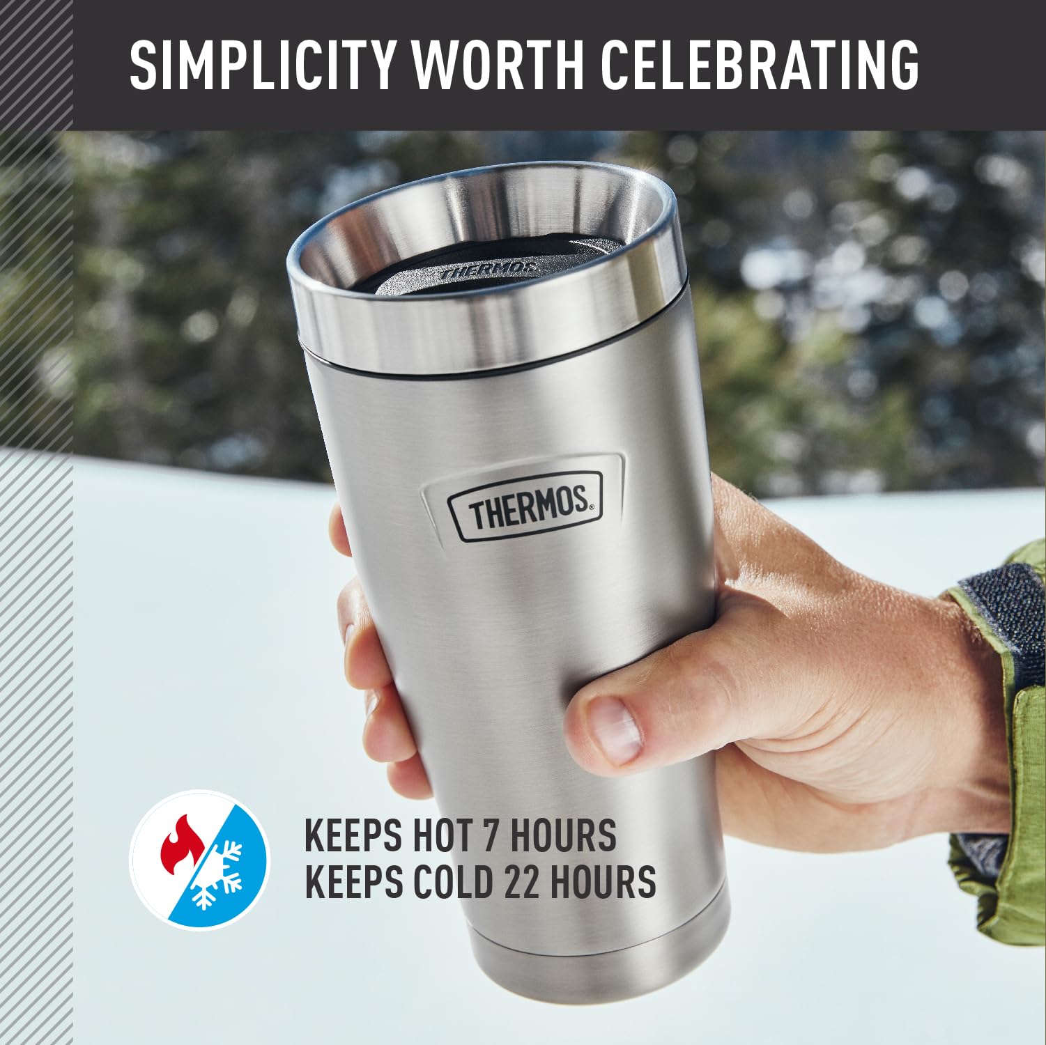 THERMOS Icon Series Glacier tumbler fits most cup holders for easy access
