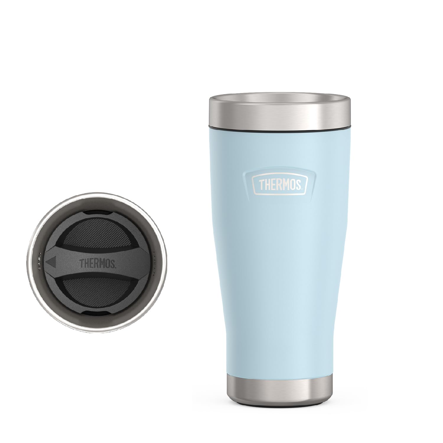 THERMOS Icon Series Glacier lid close-up showing leak-proof DURA-SEAL for travel