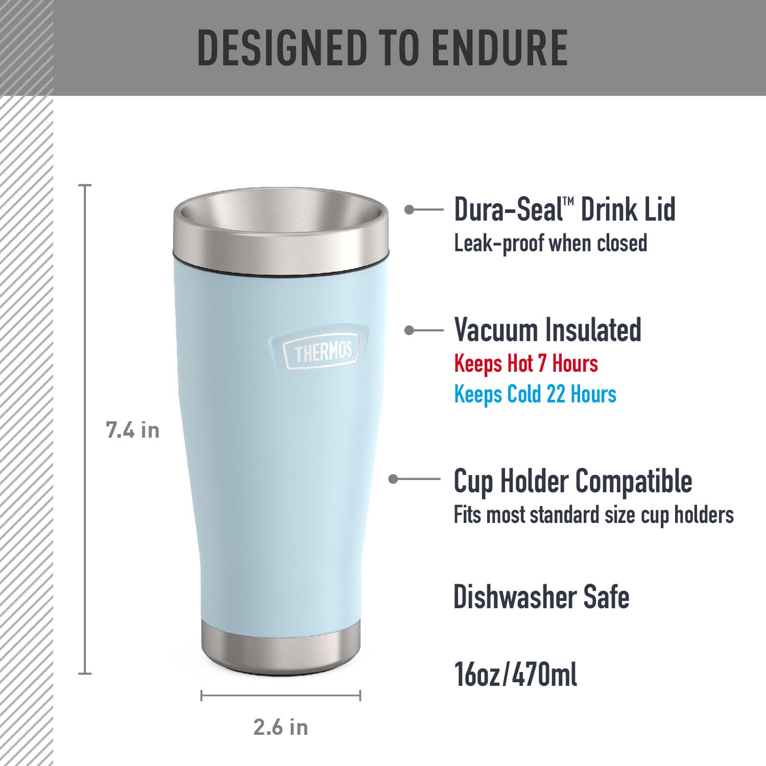 THERMOS Icon Series Glacier tumbler on the go keeps drinks at the right temperature