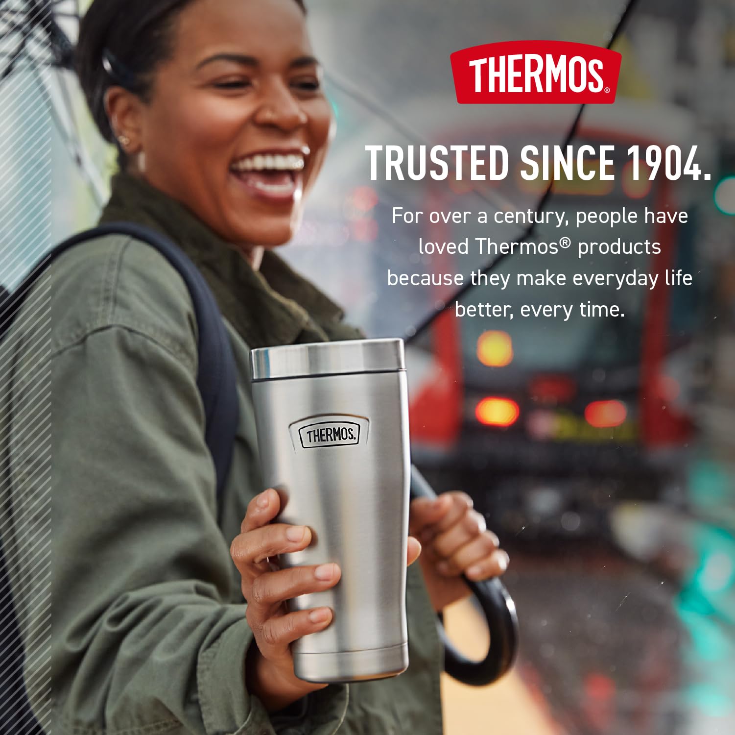 THERMOS Icon Series Glacier stainless steel finish highlights premium durability