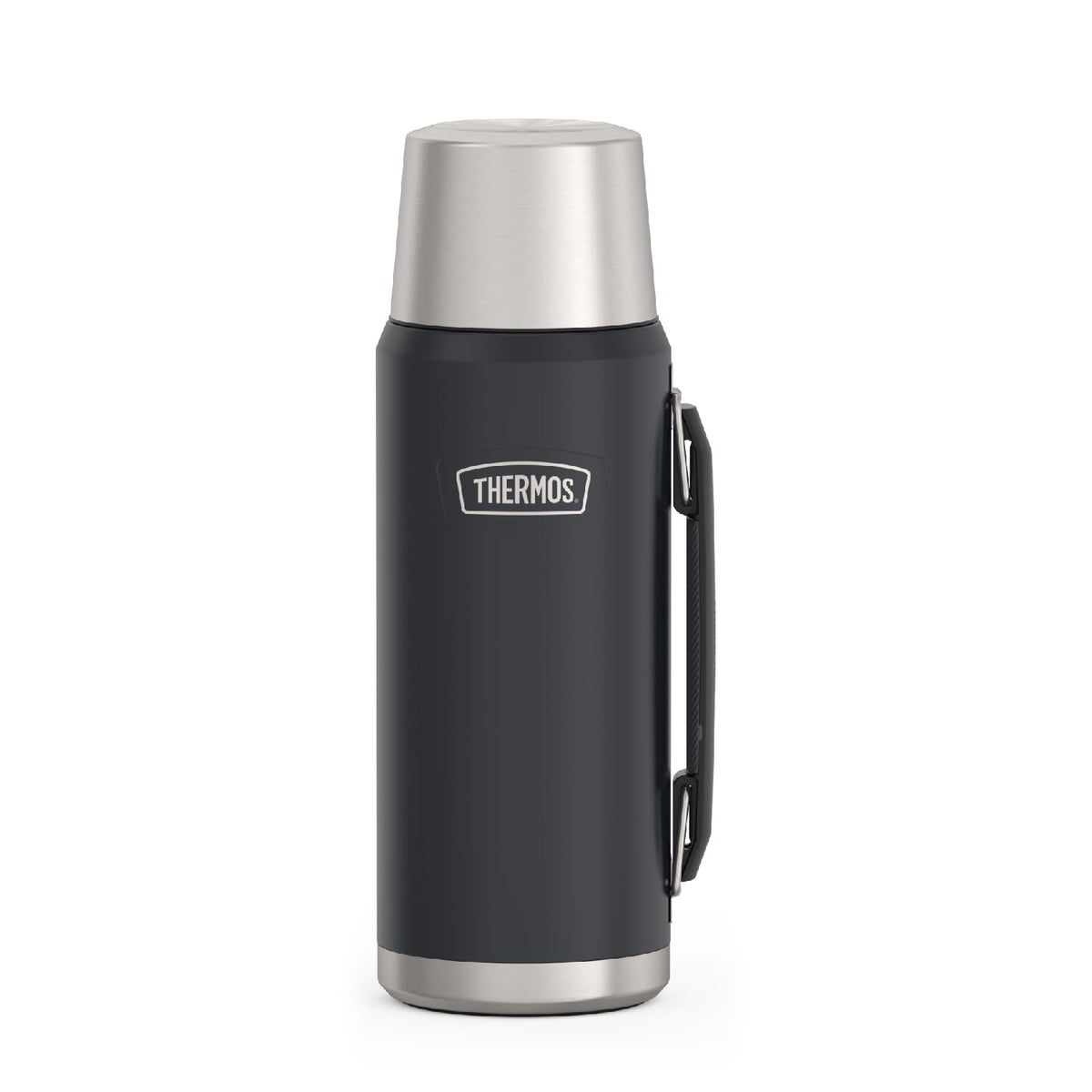 THERMOS ICON SERIES granite 40 oz bottle front view; durable stainless steel for all-day use