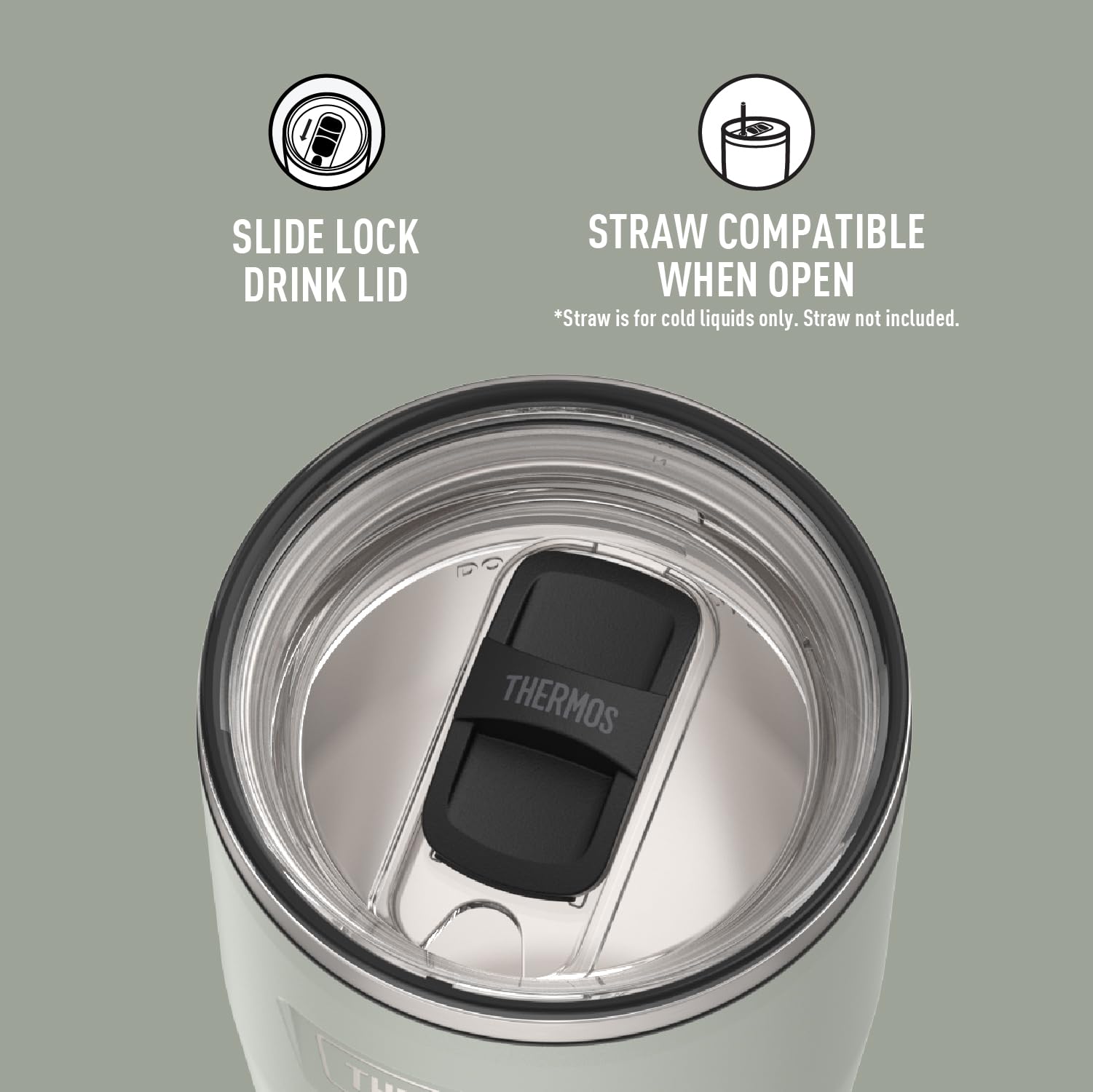 THERMOS ICON SERIES wide-mouth opening enables easy cleaning and refilling.