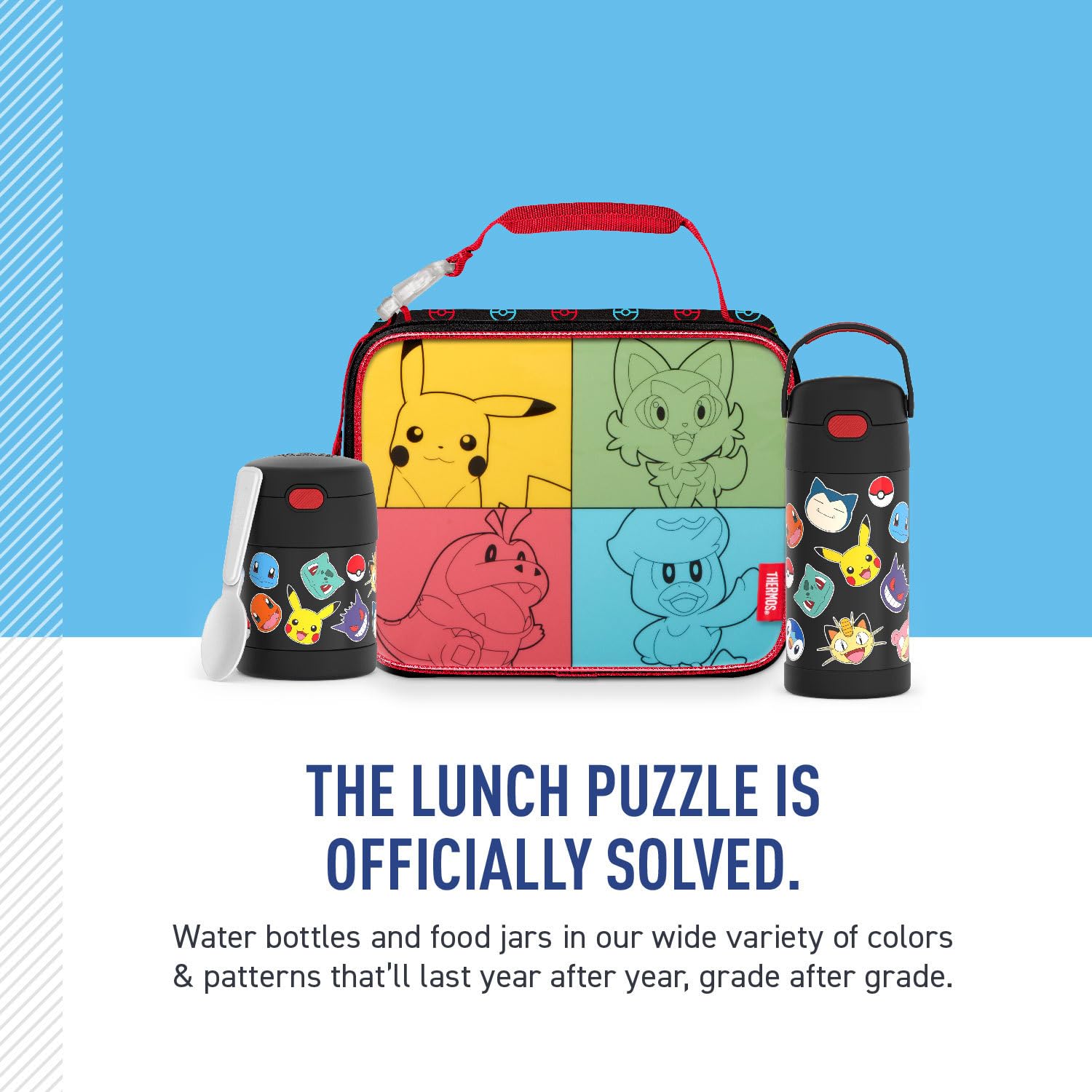 THERMOS Pokemon lunch box suited for school, travel, and play.