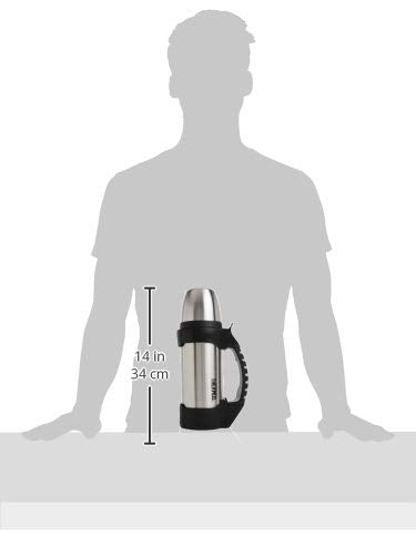 THERMOS The Rock bottle with cold beverage shows sweat-proof exterior during hot days