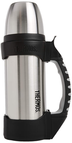 THERMOS The Rock bottle top view highlighting rugged stainless design and easy pour access