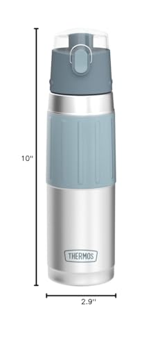 Thermos silicone grip sleeve enhances handling during workouts or travel.