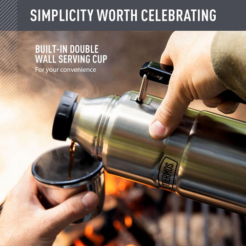 THERMOS Stainless King 18/8 stainless steel construction supports rugged camping trips