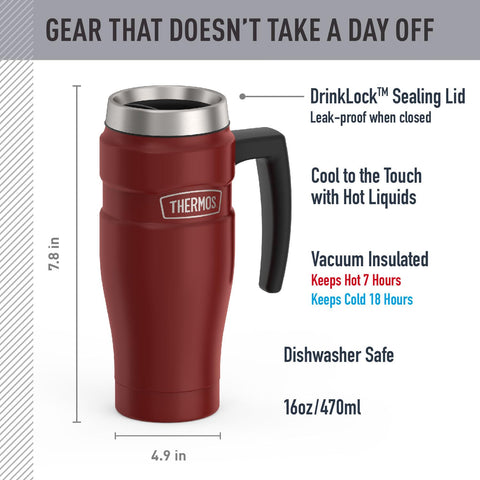 THERMOS Stainless King with DrinkLock lid; leak-proof performance for on-the-go hydration