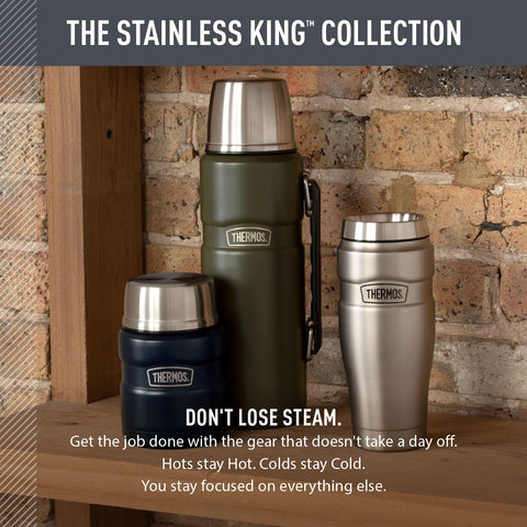 THERMOS exterior stays cool to the touch with hot drinks and sweat-proof with cold beverages