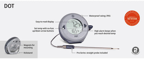 ThermoWorks DOT magnetic back keeps it within reach during cooking