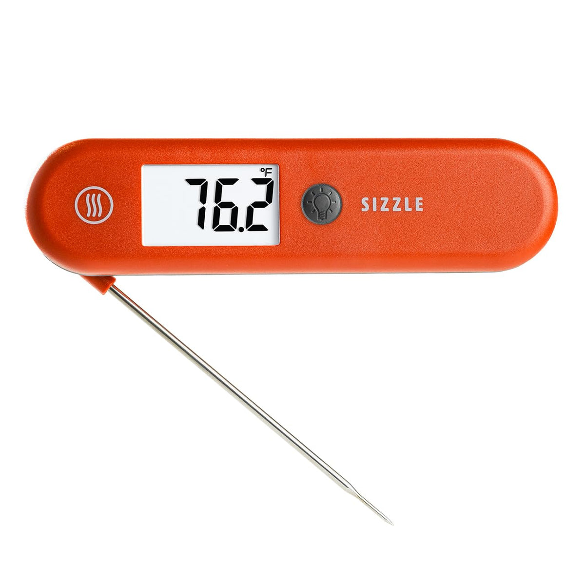 ThermoWorks SIZZLE digital meat thermometer display with fast readings for precise cooking.