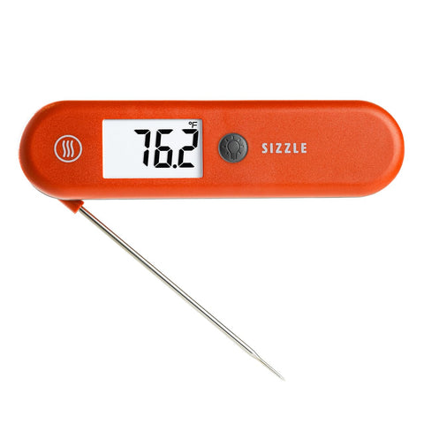 ThermoWorks SIZZLE digital meat thermometer display with fast readings for precise cooking.