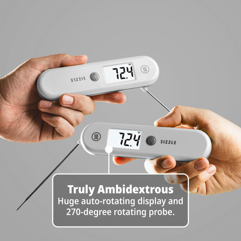 ThermoWorks SIZZLE folding probe for ambidextrous use and compact storage.