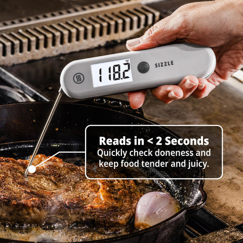 ThermoWorks SIZZLE magnetic back keeps it handy on fridge or grill.