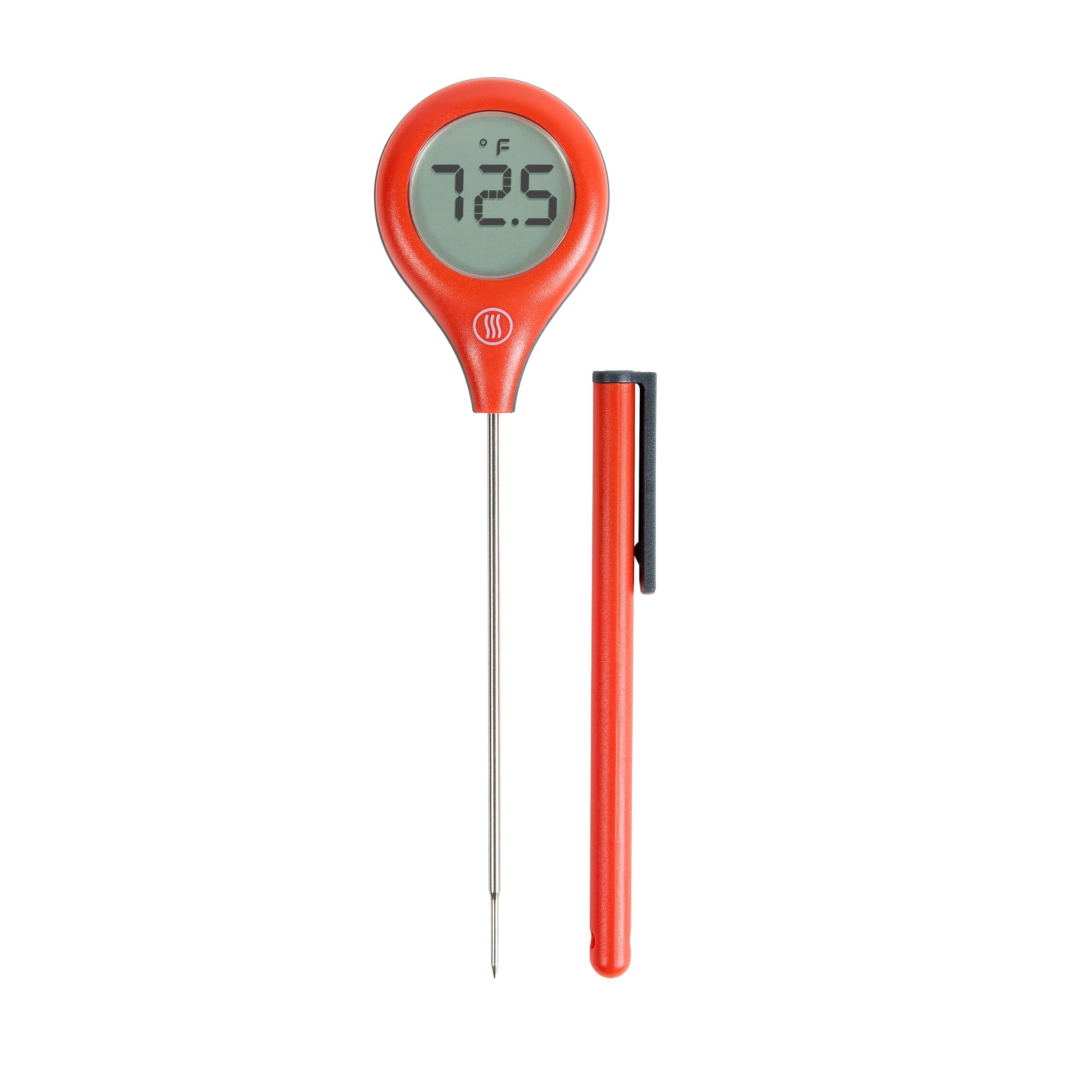 ThermoWorks ThermoPop 2 front view in cayenne red for quick temperature checks