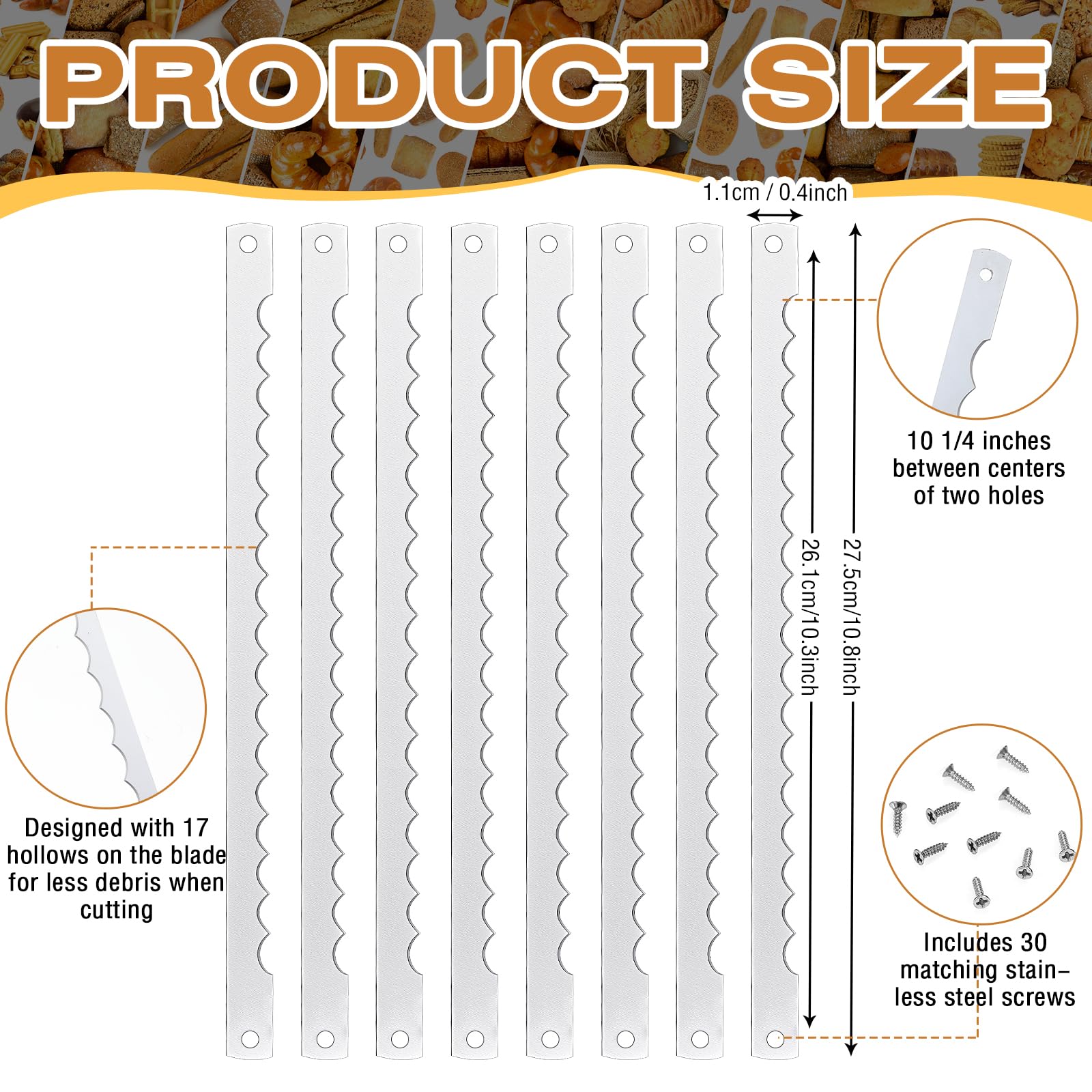 Therwen bow knife blade close-up highlights serrated edge for clean bread cuts