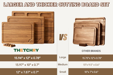 thetchry acacia cutting board large for meat with deep grooves to catch juices