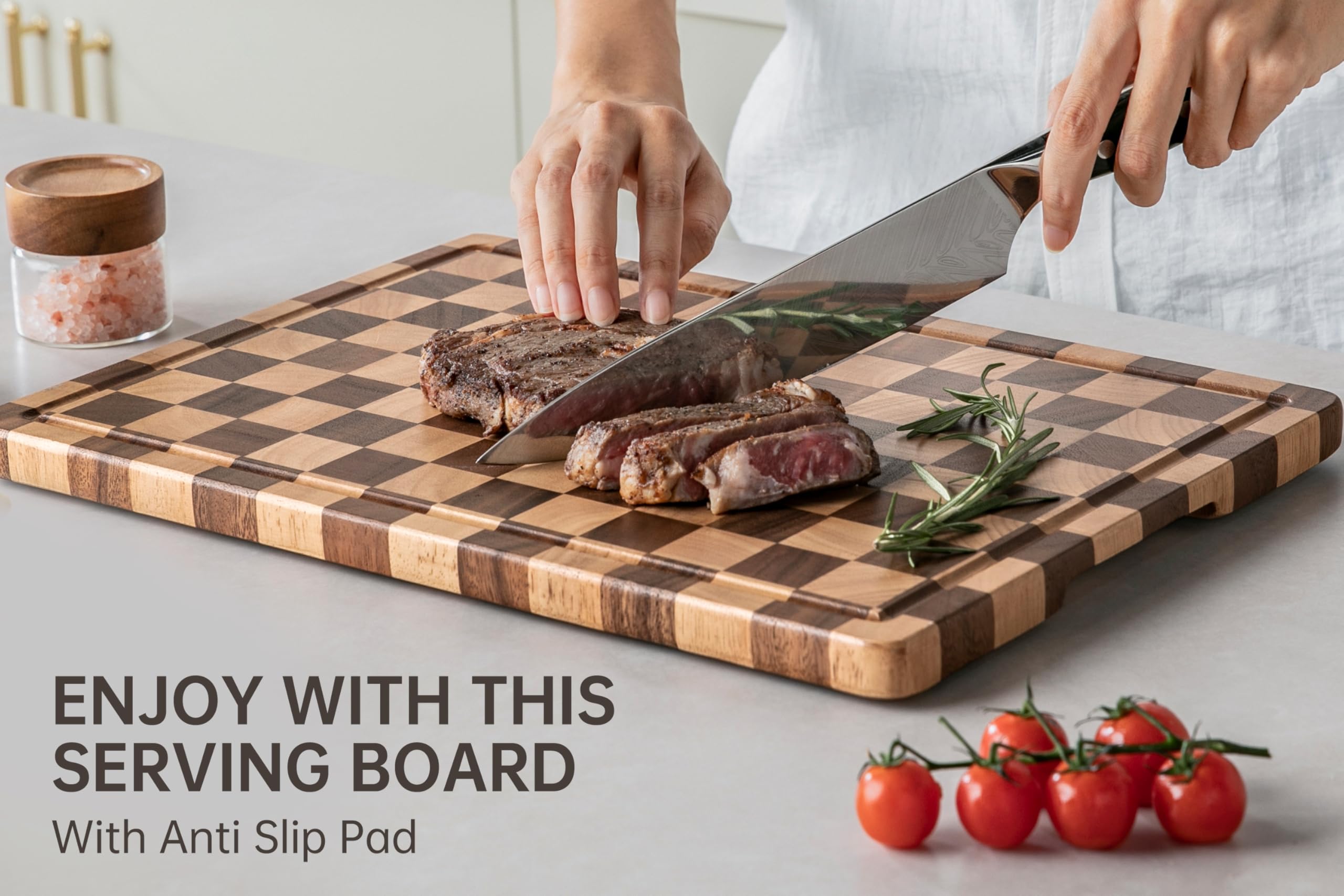 thetchry double-sided board offers cutting and serving surfaces