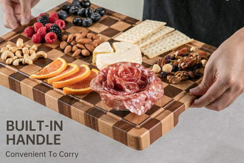 thetchry cutting board with non-slip pads stays stable on counters
