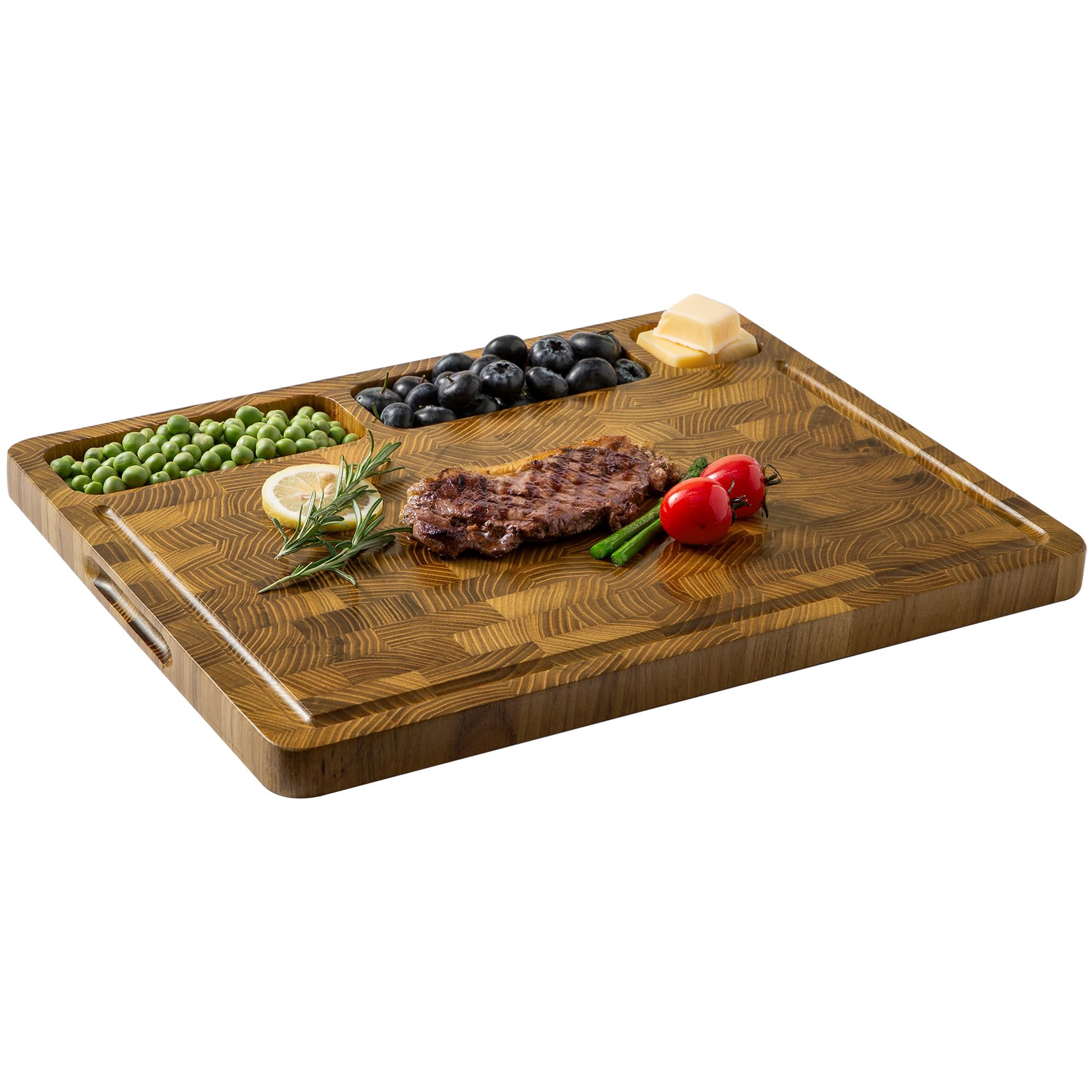 thetchry teak cutting board with large 17x13 surface for meal prep