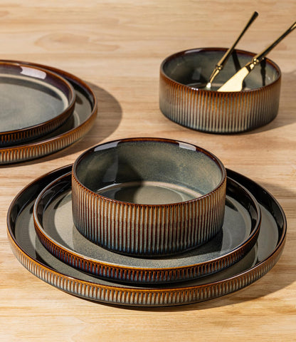 TheTerra Coca Mocha dinnerware displayed in a table setting for relaxed, stylish dining