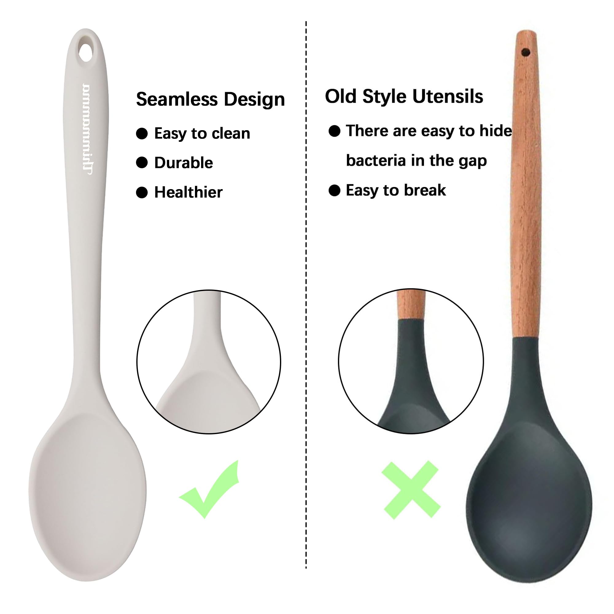 Thimmamma silicone spoons in white for easy dishwasher-cleanup