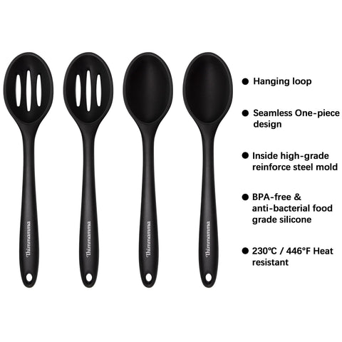 Thimmamma silicone cooking spoon with slotted head for draining liquids