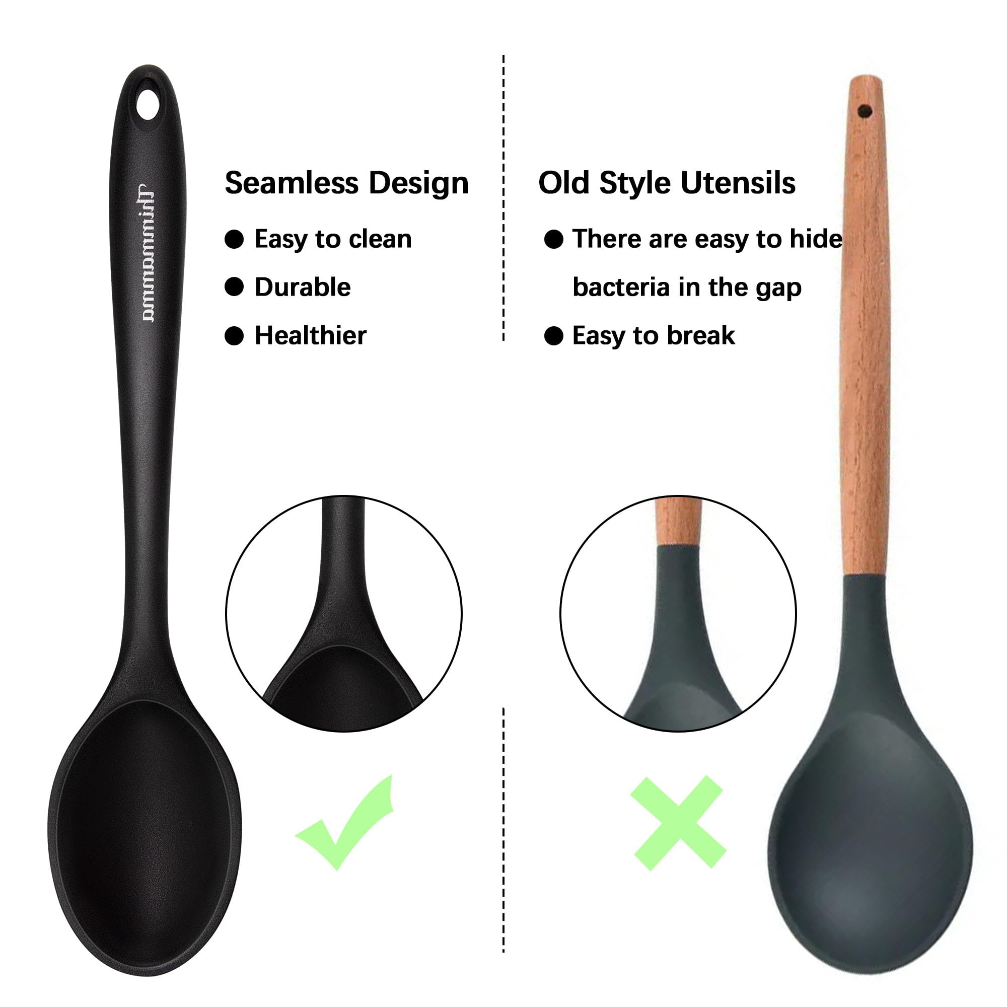 Thimmamma heat-resistant silicone spoons endure high temperatures safely