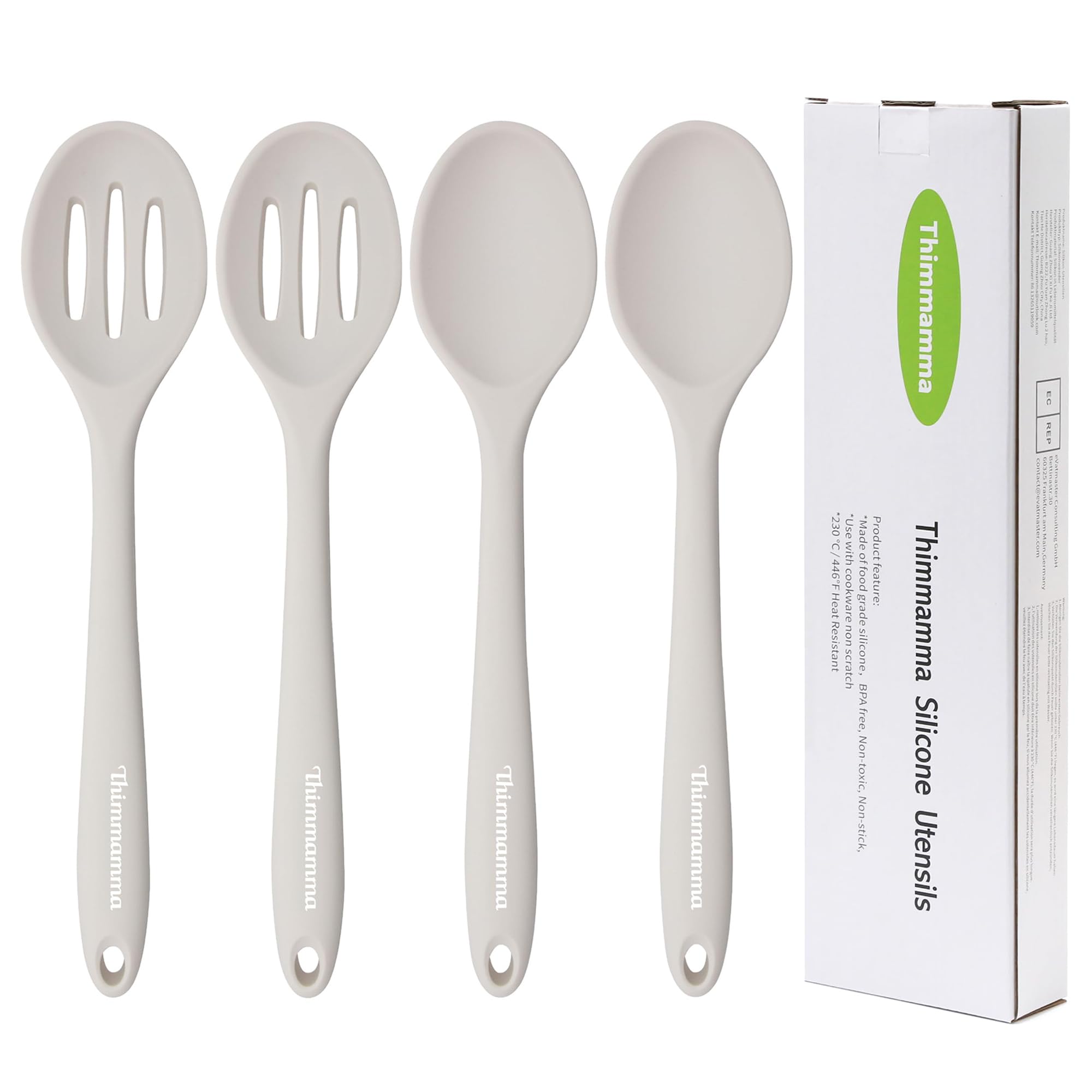 Thimmamma slotted silicone spoon white for draining sauces