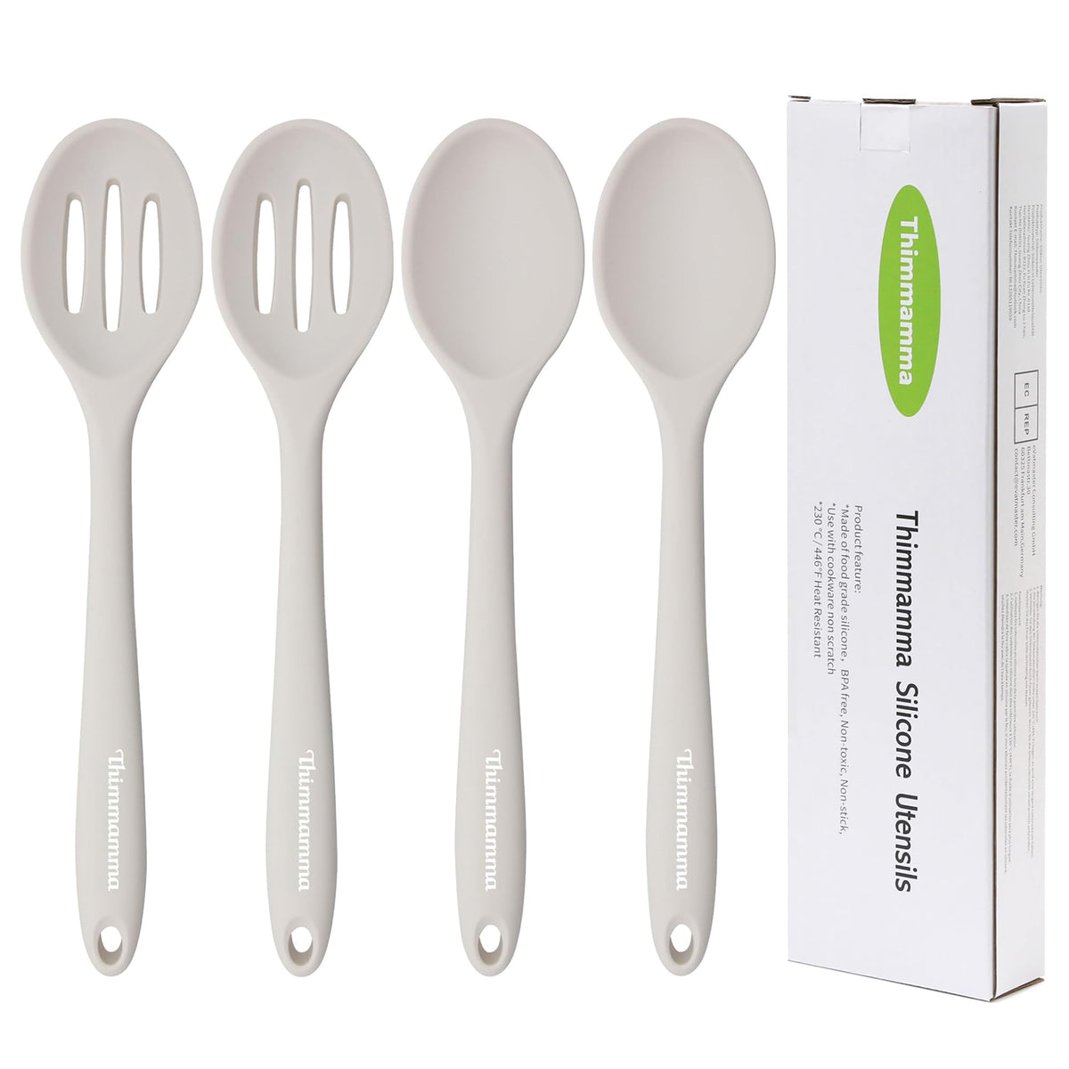Thimmamma slotted silicone spoon white for draining sauces