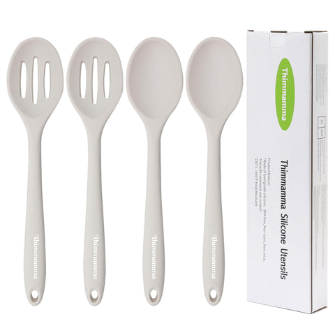 Thimmamma slotted silicone spoon white for draining sauces