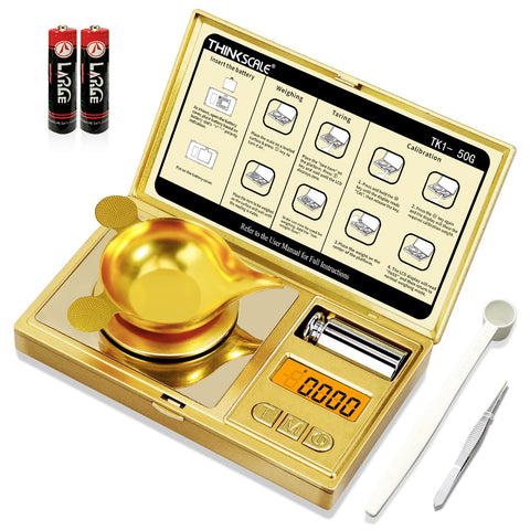 THINKSCALE digital milligram scale with backlit LCD for precise jewelry weighing