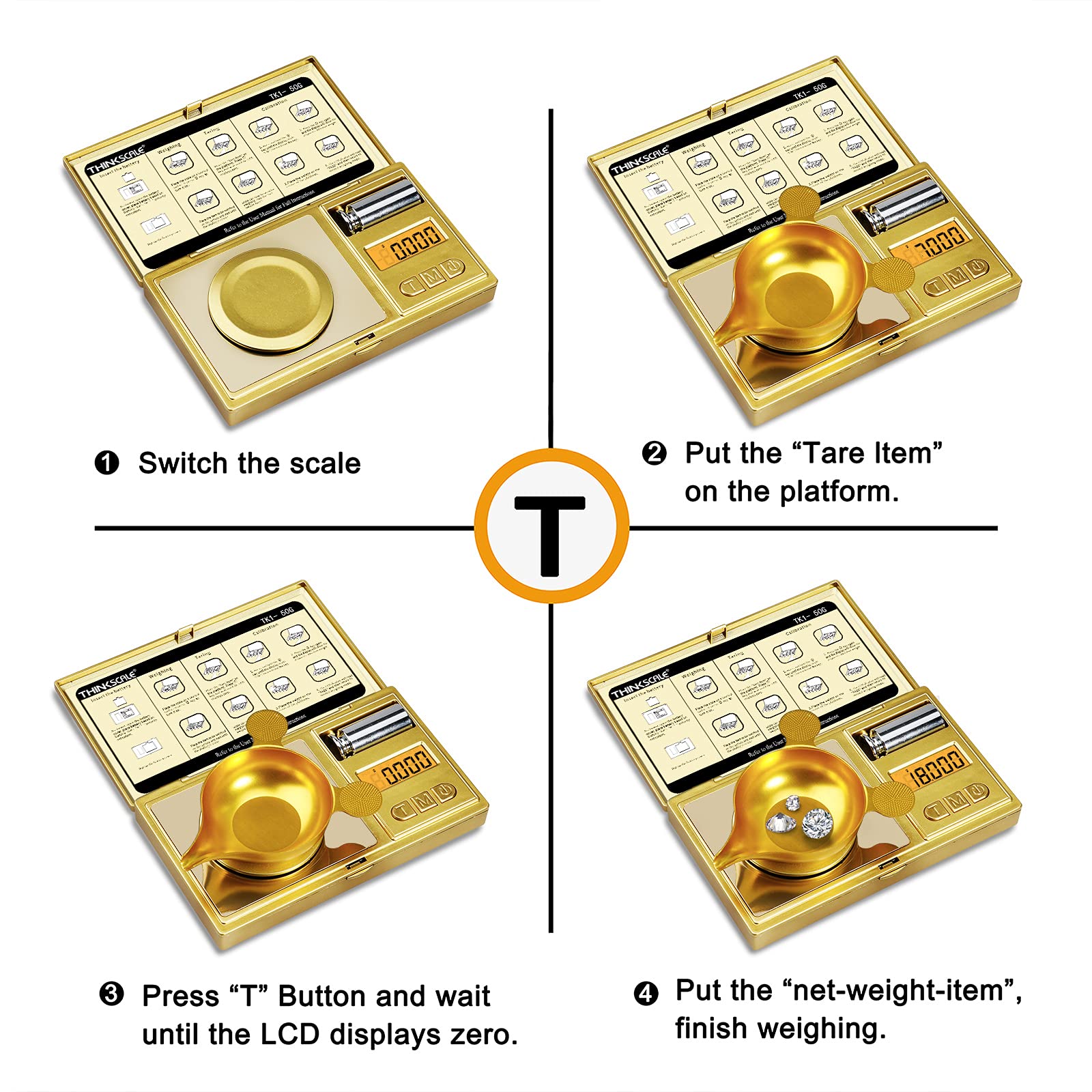 THINKSCALE milligram scale offering six units for versatile weight measurements