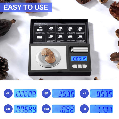 THINKSCALE milligram scale includes 50 g calibration weight for quick recalibration.