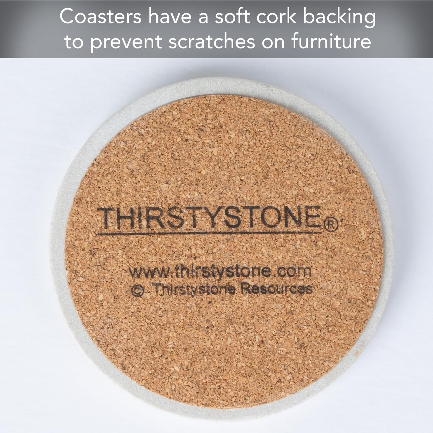 Thirstystone 4-inch diameter coaster provides reliable protection for most drinkware.