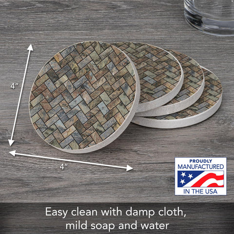 Thirstystone easy-clean sandstone coaster wipes clean quickly after use.