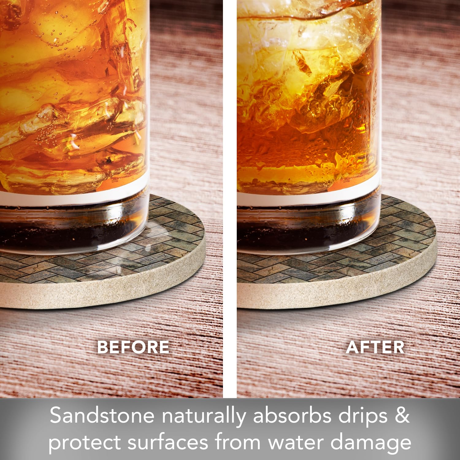 Thirstystone heat-tolerant coaster guards tables from hot beverages.