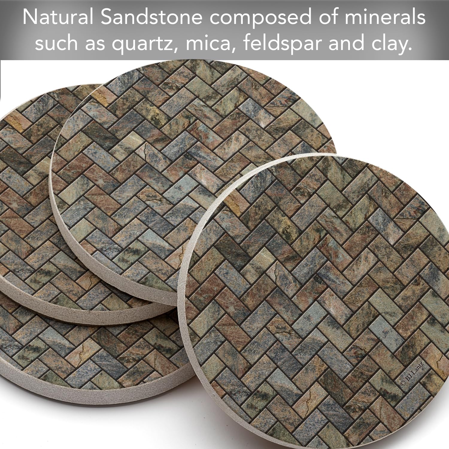 Thirstystone natural sandstone absorbent coaster soaks condensation for dry tabletops.