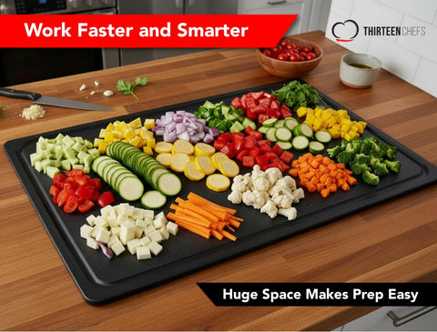 Thirteen Chefs NSF-certified cutting board suitable for restaurant-style prep.