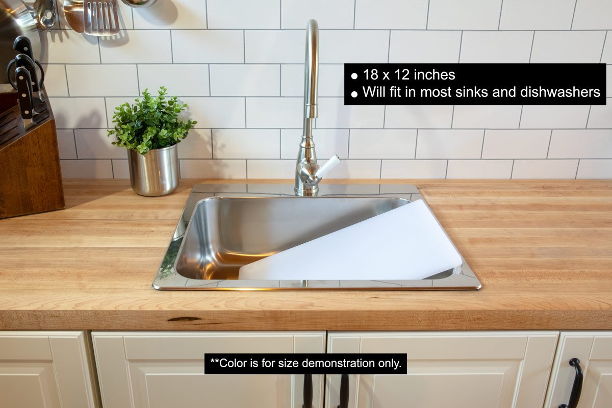 Thirteen Chefs dishwasher-safe board withstands temperatures up to 185F.