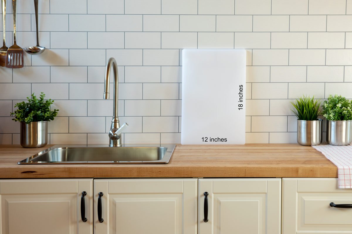 Thirteen Chefs half-inch thick cutting board blends durability with easy storage.