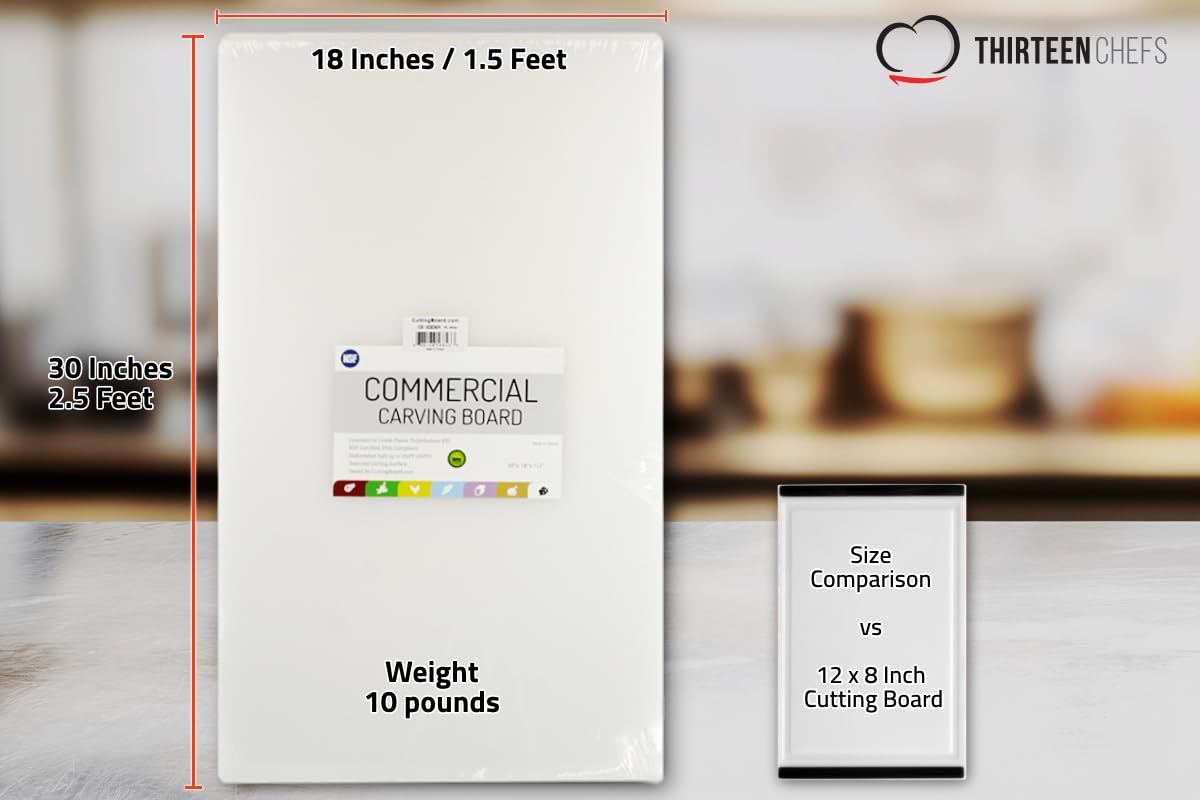 Thirteen Chefs NSF-certified board supports professional kitchen workflows.