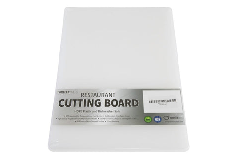 Thirteen Chefs plastic cutting board large front view shows sturdy, stable prep surface.