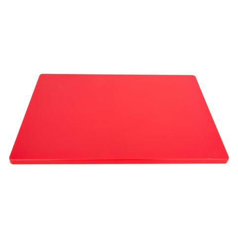 Thirteen Chefs red meat prep board promotes color-coded hygiene during cooking.