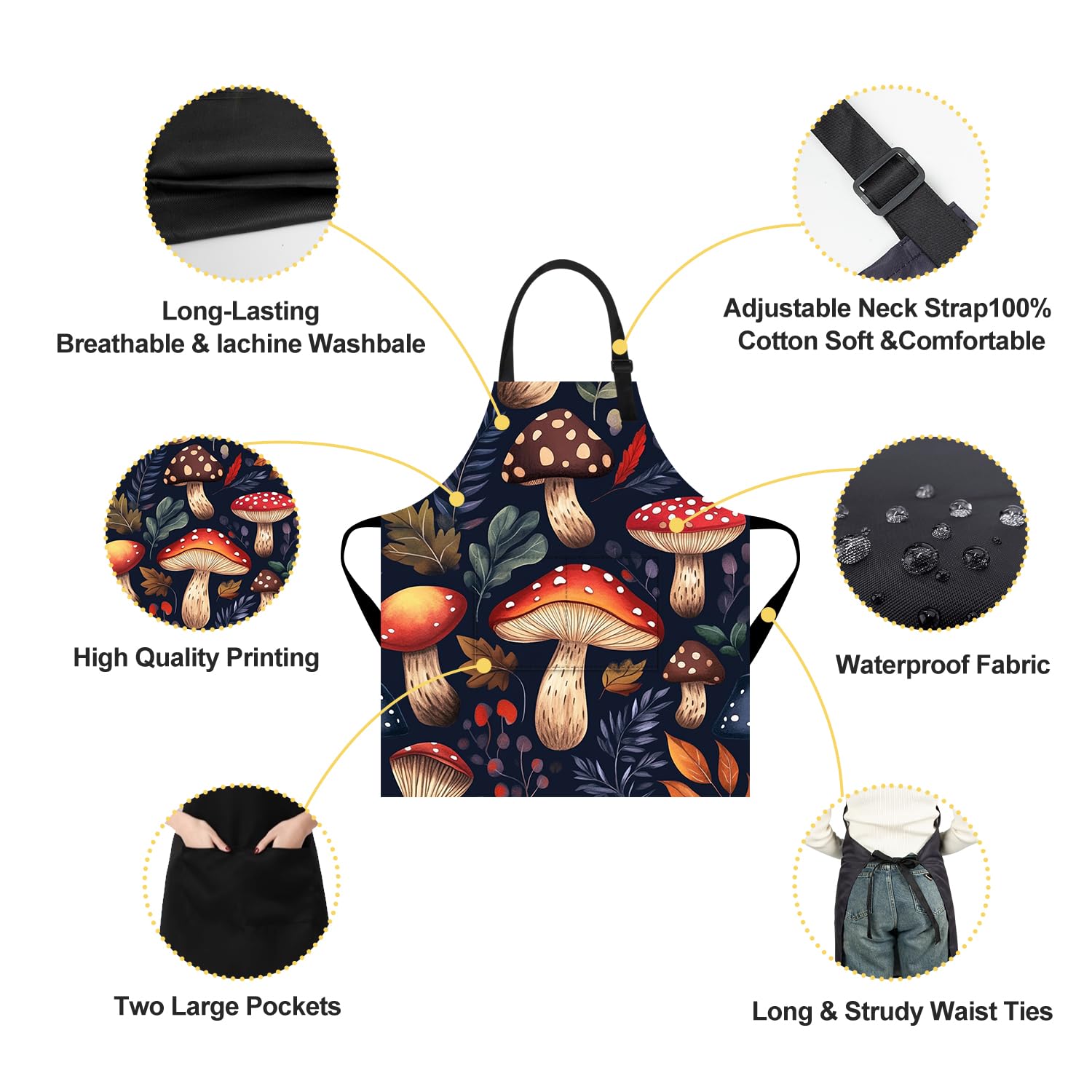 THISFIND adjustable-neck-strap apron ensures comfortable all-day wear.