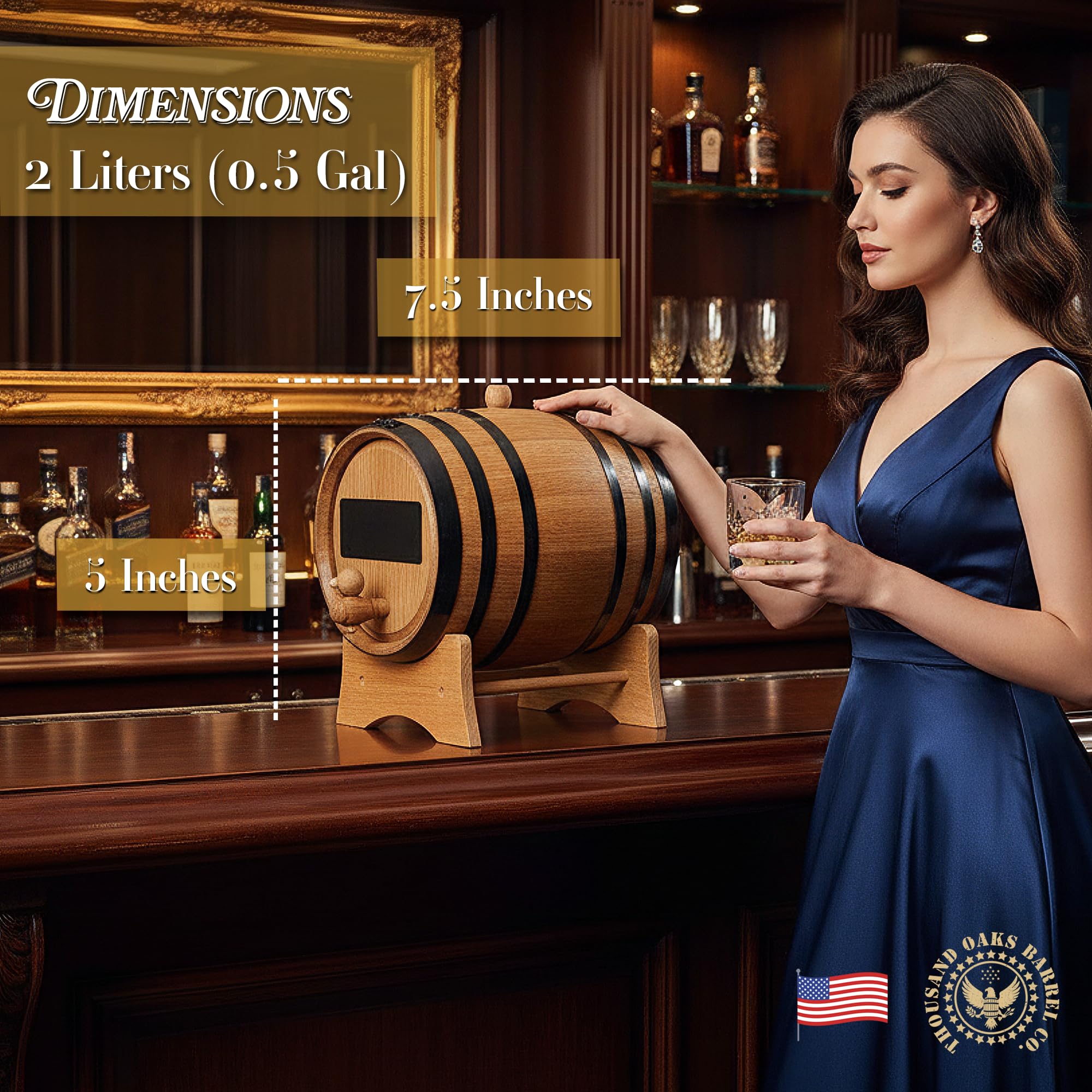 A cocktail aging setup using the Thousand Oaks 2L barrel