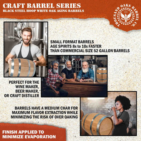THOUSAND OAKS BARREL small-batch aging for bourbon, rum, or tequila.