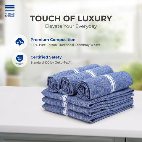 THREAD SPREAD close-up reveals absorbent cotton weave and soft feel